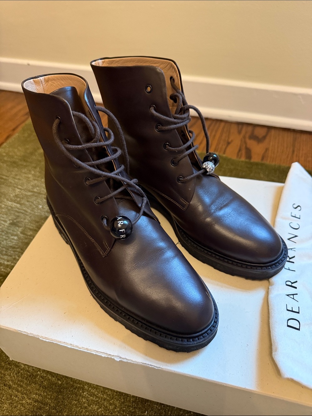 Dear Francis Dark Brown Leather Lace-Up Boots